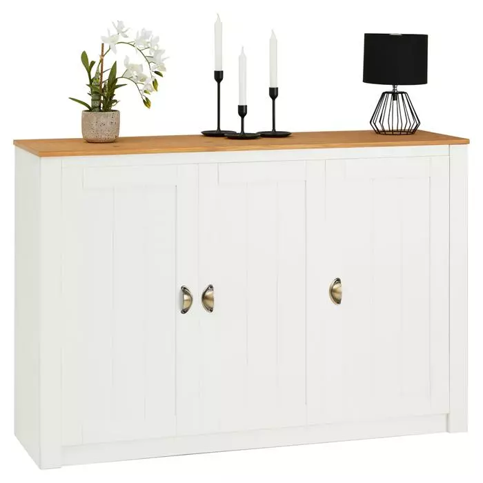 IDIMEX Sideboard BOLTON Mit 3 Türen, Kiefer In Weiß/braun 1 IDIMEX Sideboard BOLTON Mit 3 Türen, Kiefer In Weiß/braun