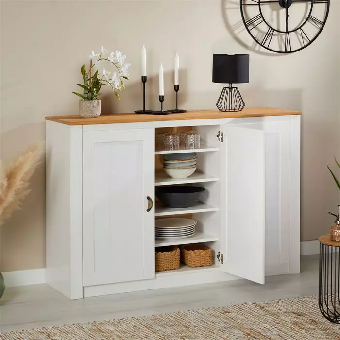 IDIMEX Sideboard BOLTON Mit 3 Türen, Kiefer In Weiß/braun 3 IDIMEX Sideboard BOLTON Mit 3 Türen, Kiefer In Weiß/braun – Bild 3
