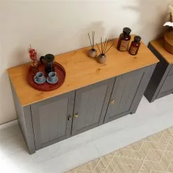 IDIMEX Sideboard BOLTON Mit 3 Türen, Kiefer In Anthrazit/braun -Sideboards Verkäufe 80147 AC3 N