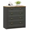 IDIMEX Kommode BOLTON Mit 4 Schubladen, Kiefer In Anthrazit/braun
