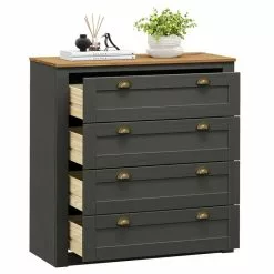 IDIMEX Kommode BOLTON Mit 4 Schubladen, Kiefer In Anthrazit/braun -Sideboards Verkäufe 80152 2