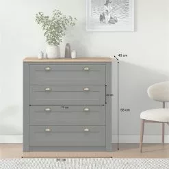 IDIMEX Kommode BOLTON Mit 4 Schubladen, Kiefer In Anthrazit/braun -Sideboards Verkäufe 80152 AC1