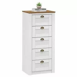 IDIMEX Kommode BOLTON Mit 5 Schubladen, Kiefer In Weiß/braun