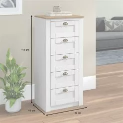IDIMEX Kommode BOLTON Mit 5 Schubladen, Kiefer In Weiß/braun -Sideboards Verkäufe 80155 AC1