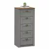 IDIMEX Kommode BOLTON Mit 5 Schubladen, Kiefer In Grau/braun