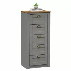 IDIMEX Kommode BOLTON Mit 5 Schubladen, Kiefer In Grau/braun