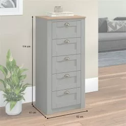 IDIMEX Kommode BOLTON Mit 5 Schubladen, Kiefer In Grau/braun -Sideboards Verkäufe 80156 AC1