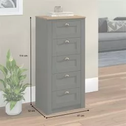 IDIMEX Kommode BOLTON Mit 5 Schubladen, Kiefer In Anthrazit/braun -Sideboards Verkäufe 80157 AC1