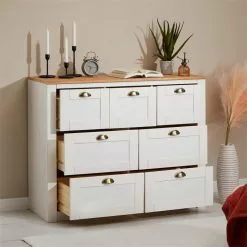 IDIMEX Sideboard BOLTON Mit 7 Schubladen, Kiefer In Weiß/braun -Sideboards Verkäufe 80160 AC2 N