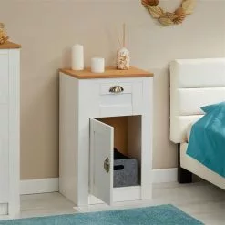 IDIMEX Nachttisch BOLTON Mit 1 Schublade, Kiefer In Weiß/braun -Sideboards Verkäufe 80165 AC2 N