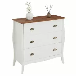 IDIMEX Kommode ANTOINETTE Im Barockstil In Weiß/Kastanie