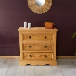 IDIMEX Kommode TEQUILA, Kiefer Massiv Gebeizt, Mit 3 Schubladen Mexiko -Sideboards Verkäufe 80810 A0 3N