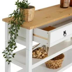 IDIMEX Konsole TEQUILA, Kiefer Massiv Weiß/braun, Mit 1 Schubladen Und 2 Ablageflächen, Mexiko -Sideboards Verkäufe 80876 5