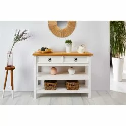 IDIMEX Konsole TEQUILA, Kiefer Massiv Weiß/braun, Mit 1 Schubladen Und 2 Ablageflächen, Mexiko -Sideboards Verkäufe 80876 A2