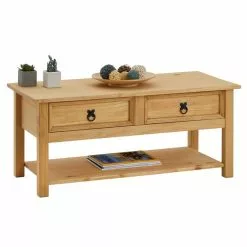 IDIMEX Couchtisch TEQUILA, Kiefer Massiv, Mit 2 Schubladen, Mexiko