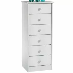IDIMEX Kommode RONDO 6 Schubladen Weiß Lackiert