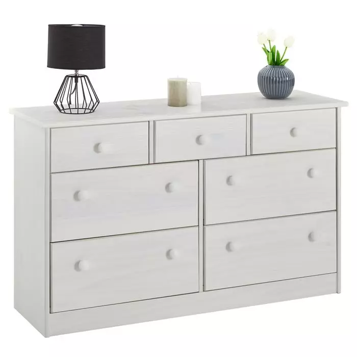 IDIMEX Sideboard RONDO, Kiefer Massiv Mit 7 Schubladen In Weiß 1 IDIMEX Sideboard RONDO, Kiefer Massiv Mit 7 Schubladen In Weiß