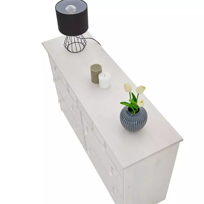 IDIMEX Sideboard RONDO, Kiefer Massiv Mit 7 Schubladen In Weiß 4 IDIMEX Sideboard RONDO, Kiefer Massiv Mit 7 Schubladen In Weiß – Bild 4