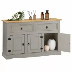 IDIMEX Sideboard TEQUILA, Kiefer Massiv Grau/braun, Mit 3 Türen Und 2 Schubladen, Mexiko -Sideboards Verkäufe 81209 3
