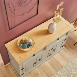 IDIMEX Sideboard TEQUILA, Kiefer Massiv Grau/braun, Mit 3 Türen Und 2 Schubladen, Mexiko -Sideboards Verkäufe 81209 A0 5N