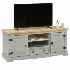 IDIMEX Mexico TV Lowboard TEQUILA In Grau/braun, Kiefer Massiv