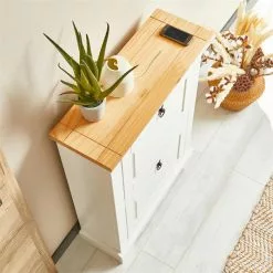 IDIMEX Schuhkipper TEQUILA, Kiefer Massiv, Weiß/braun, Mit 2 Klappen, Mexiko -Sideboards Verkäufe 81322 AC3