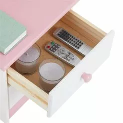 IDIMEX Nachttisch RONDO Aus Kiefer, In Weiß/rosa -Sideboards Verkäufe 8201 4