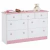 IDIMEX Sideboard RONDO, Kiefer Massiv Mit 7 Schubladen In Weiß/rosa