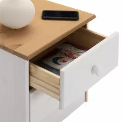 IDIMEX Nachttisch RONDO Aus Kiefer Mit 2 Schubladen, In Weiß/braun -Sideboards Verkäufe 8210 3