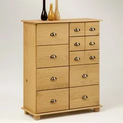 IDIMEX Schubladenschrank COLMAR, Kiefer Massiv Gebeizt, Mit 9 Schubladen