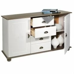 IDIMEX Sideboard COLMAR, Kiefer Massiv Weiß/taupe, Mit 2 Türen Und 4 Schubladen -Sideboards Verkäufe 8327 2