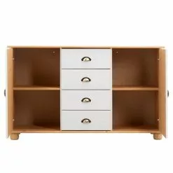 IDIMEX Sideboard COLMAR, Kiefer Massiv Weiß/braun, Mit 2 Türen Und 4 Schubladen -Sideboards Verkäufe 8329 4 N3
