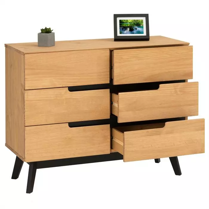 IDIMEX Sideboard TIBOR Mit 6 Schubladen, Braun 2 IDIMEX Sideboard TIBOR Mit 6 Schubladen, Braun – Bild 2