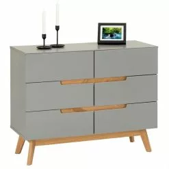 IDIMEX Sideboard TIBOR Mit 6 Schubladen, Grau