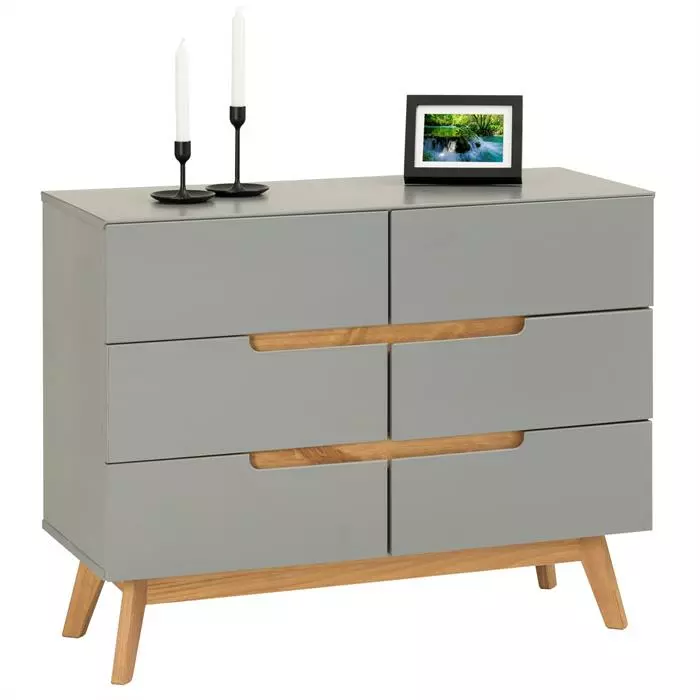 IDIMEX Sideboard TIBOR Mit 6 Schubladen, Grau 1 IDIMEX Sideboard TIBOR Mit 6 Schubladen, Grau
