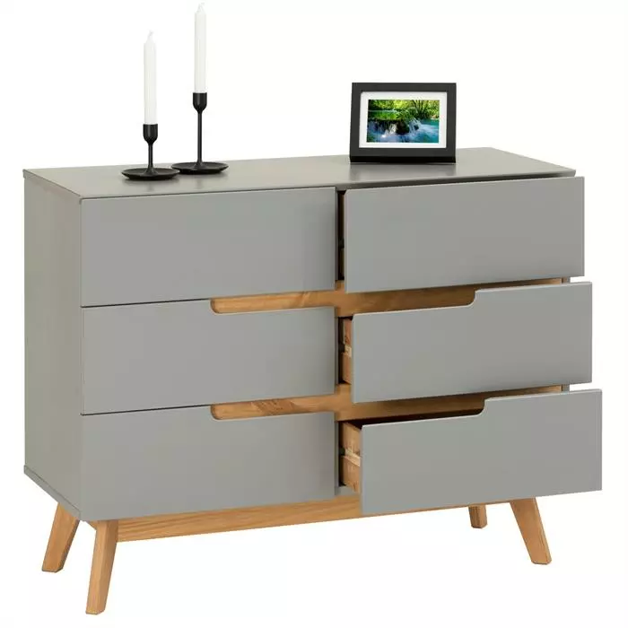 IDIMEX Sideboard TIBOR Mit 6 Schubladen, Grau 2 IDIMEX Sideboard TIBOR Mit 6 Schubladen, Grau – Bild 2