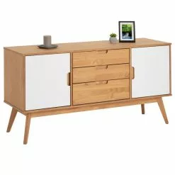 IDIMEX Sideboard TIVOLI, Kiefer Massiv, Weiß, Mit 2 Türen Und 3 Schubladen