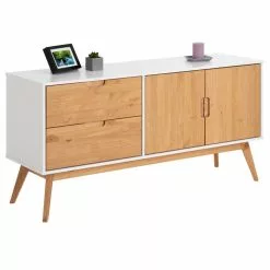 IDIMEX Sideboard TIVOLI, Kiefer Massiv Weiß, Mit 2 Türen Und Schubladen
