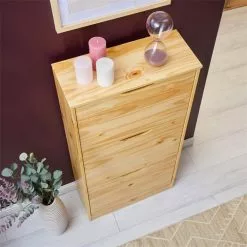 IDIMEX Schuhschrank BASIL Mit 3 Kipper In Natur, Kiefer Massiv -Sideboards Verkäufe 84000 A0 4N