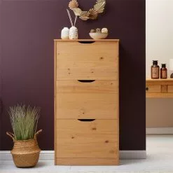 IDIMEX Schuhschrank BASIL Mit 3 Kipper In Braun, Kiefer Massiv -Sideboards Verkäufe 84003 A0 2N
