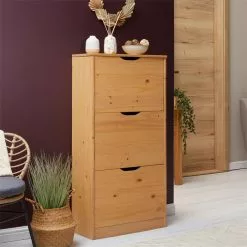 IDIMEX Schuhschrank BASIL Mit 3 Kipper In Braun, Kiefer Massiv -Sideboards Verkäufe 84003 A0 3N