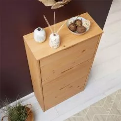 IDIMEX Schuhschrank BASIL Mit 3 Kipper In Braun, Kiefer Massiv -Sideboards Verkäufe 84003 A0 4N