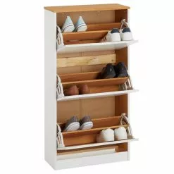 IDIMEX Schuhschrank BASIL Mit 3 Kipper In Weiß/braun, Kiefer Massiv -Sideboards Verkäufe 84004 2