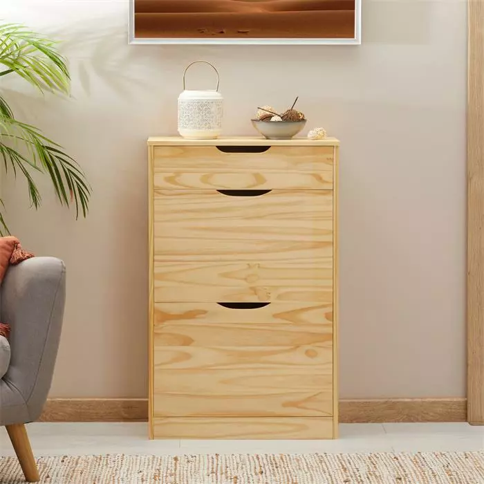 IDIMEX Schuhkipper BASIL Mit 2 Kipper Und In Natur, Kiefer Massiv 3 IDIMEX Schuhkipper BASIL Mit 2 Kipper Und In Natur, Kiefer Massiv – Bild 3