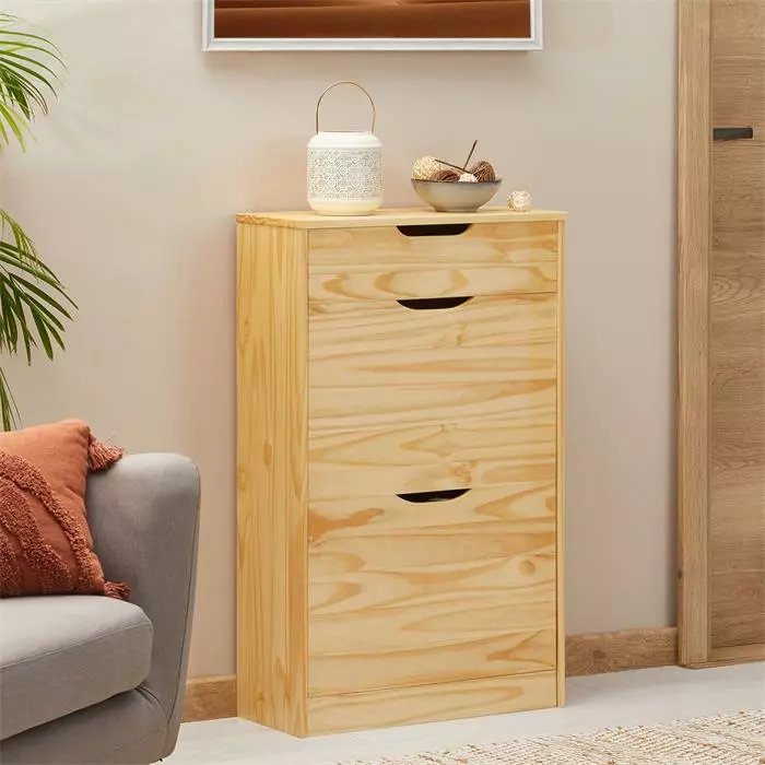 IDIMEX Schuhkipper BASIL Mit 2 Kipper Und In Natur, Kiefer Massiv 4 IDIMEX Schuhkipper BASIL Mit 2 Kipper Und In Natur, Kiefer Massiv – Bild 4