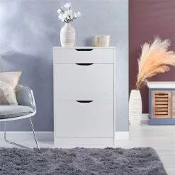 IDIMEX Schuhkipper BASIL Mit 2 Kipper Und 1 Schublade In Weiß, Kiefer Massiv -Sideboards Verkäufe 84007 A0 2N