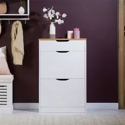 IDIMEX Schuhkipper BASIL Mit 2 Kipper In Weiß/braun, Kiefer Massiv -Sideboards Verkäufe 84009 A0 2N