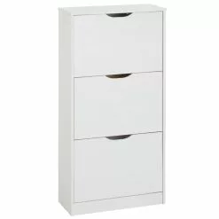 IDIMEX Schuhschrank BASIL Mit 3 Kipper In Weiß, Kiefer Massiv