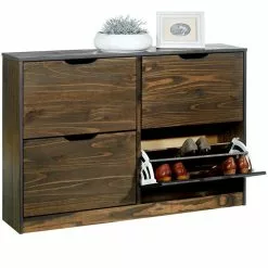 IDIMEX Schuhschrank BASIL Mit 2x2 Kippern In Grau, Kiefer Massiv