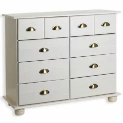 IDIMEX Schubladenschrank COLMAR, Kiefer Massiv Weiß, Mit 8 Schubladen